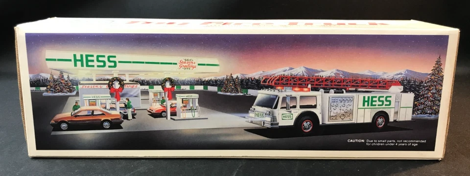 1989 Hess Gasoline Toy Fire Truck Toy Bank BOXED Die-Cast w/Dual Sound Siren VTG - Image 2 of 4