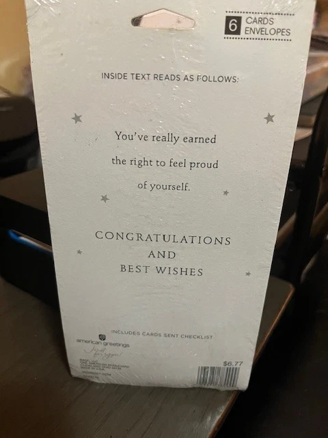 Paquete de 6 tarjeteros de regalo/dinero de graduación American Greetings 4,5X7,5 oro azul Foto 4 de 4