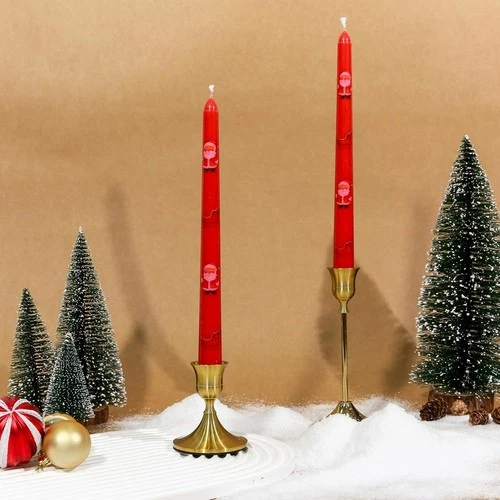 2 Pack Christmas Taper Candles, 10 Inch Unscented Candlesticks with Santa image 4