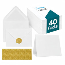 40 Pack Blank White Cards and Envelopes - 5" X 7" Heavyweight Folded Cardstock a
