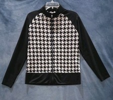 FJ FootJoy Women's Full Zip Golf Jacket Size Medium Black White Houndstooth