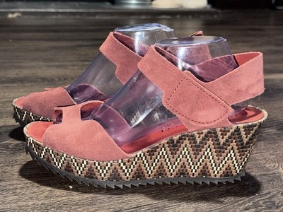 Pedro Garcia Fama Red Suede Wedge Sandals Women s 41 US 10