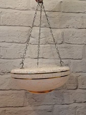 Antique Flycatcher Ceiling Light Shade Pink/White Mottled Glass 1930s