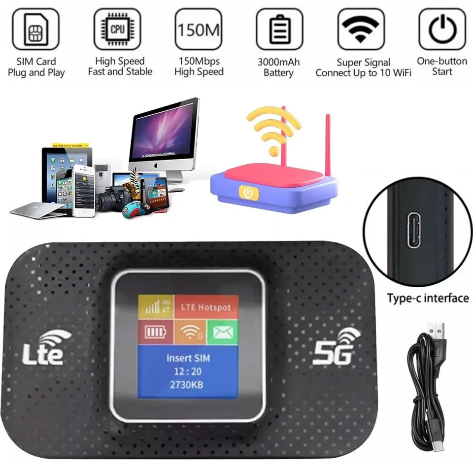 5G LTE Tragbare Mobiler Wireless WLAN Router Hotspot WiFi Modem SIM Karte Neu - Bild 3 von 4