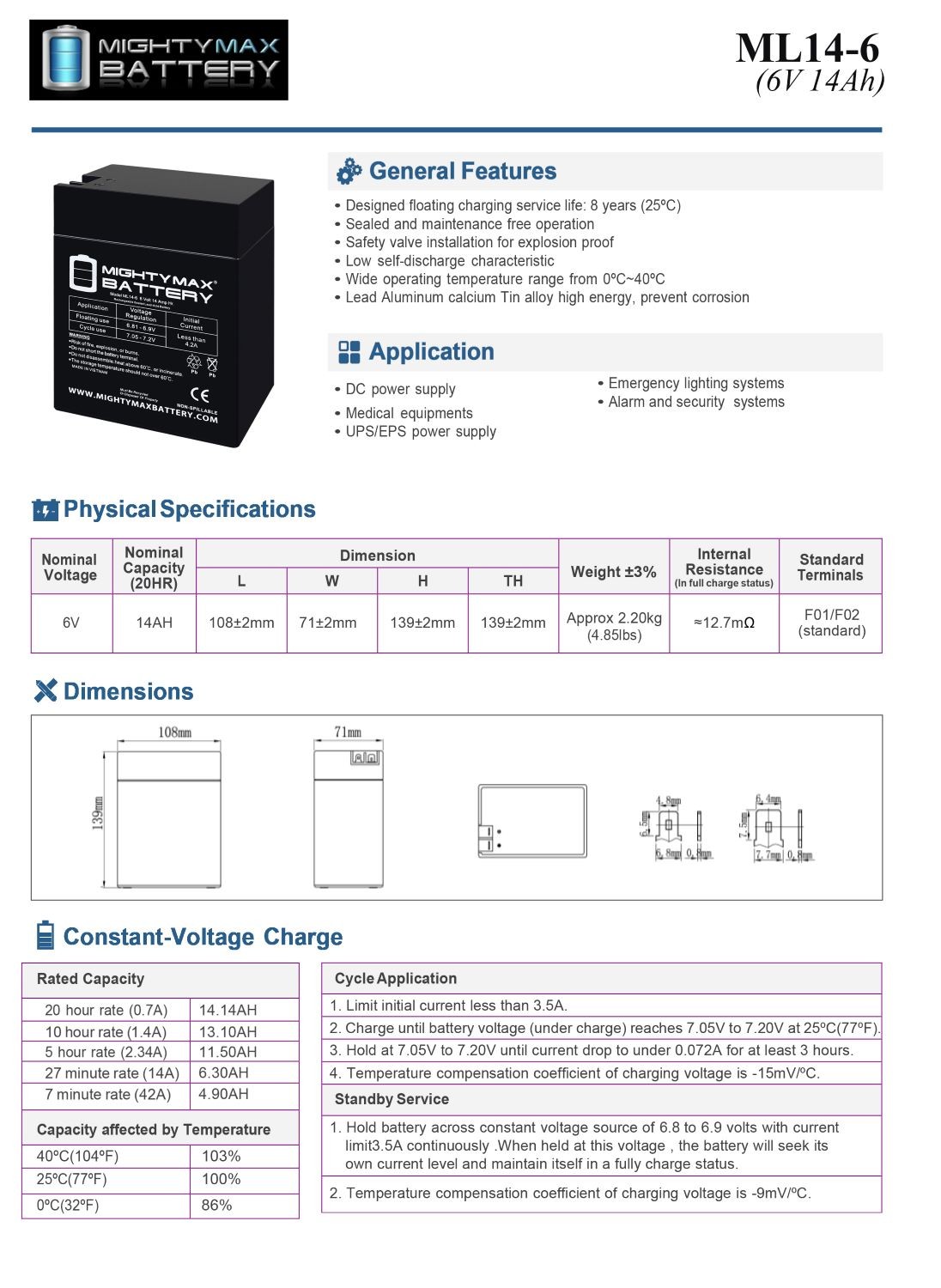 Mighty Max 6V 14Ah AGM Fast-on Battery Replaces Power Wheels 00803-0437 - 8 Pack