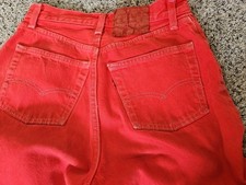 1980s Levi 501 Button Fly Jeans Made in USA Size 28x30 Red Vintage Retro