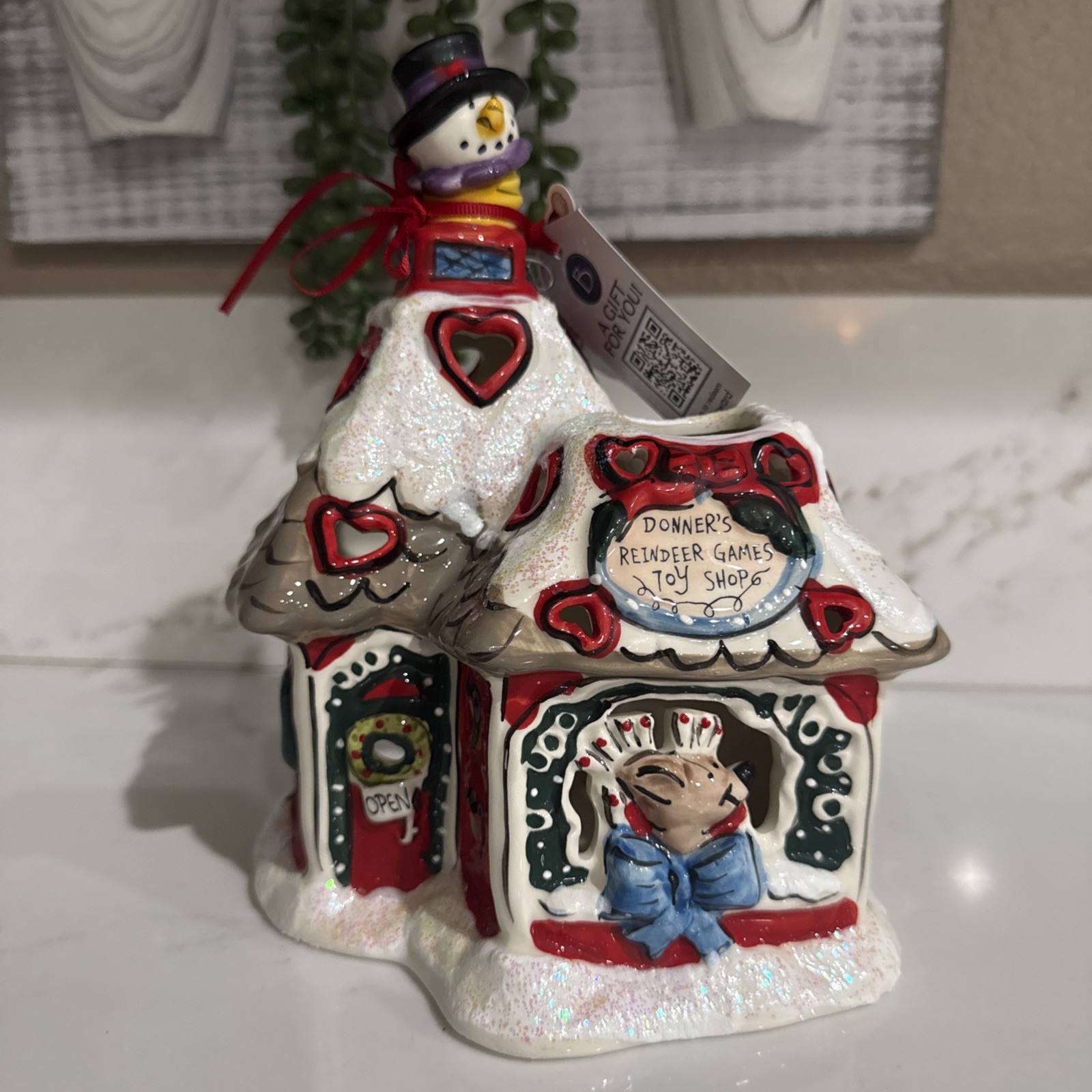 Blue Sky Clayworks  DONNER’S REINDEER GAMES TOY SHOP Tea Light Candle Holder