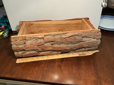 Handcrafted Wooden Plant Pot with Natural Bark Accent 15.75  Long