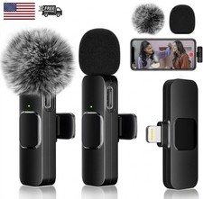 2pcs Wireless Lavalier Microphone for iPhone Android iPad Type-C Clip On Mic