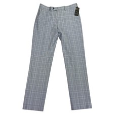 Alfani Mens Slim Fit Stretch Plaid Suit Pants Light Blue 32x32