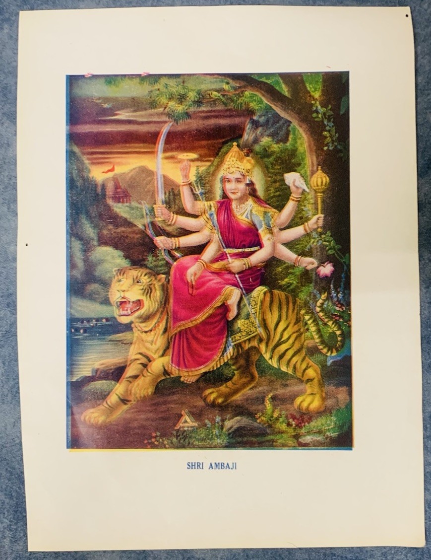 (BL) Shri Ambaji 7”x9” Kalyan 1962 Hindu color print