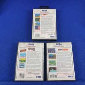 Master System SONIC THE HEDGEHOG x3 Games 1 + 2 + Chaos PAL (Works in US)