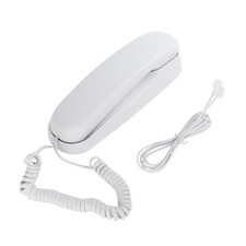 White OF-990 Slimline Wall-Mountable Basic Corded Telephone No AC Power Required