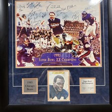 Signed 1985 Super Bowl Champion Picture Framed and Signed Walter Payton & More