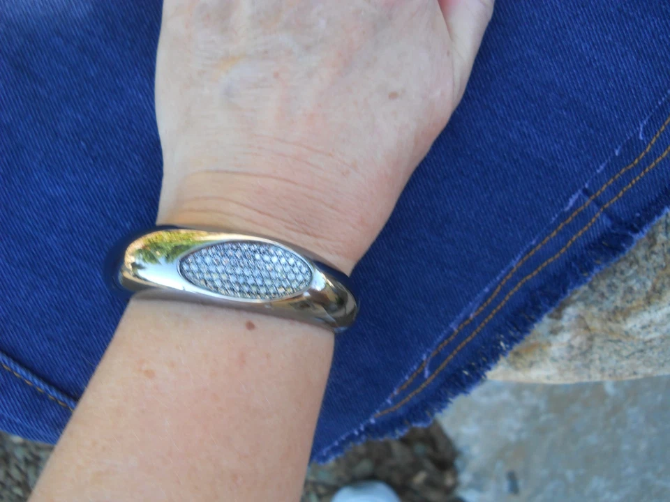 Brazalete/brazalete ROBERTO COIN plata esterlina y diamantes "CAPRI" OSCURO 51 g Foto 4 de 4