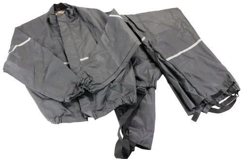 harley davidson rain suit XL black PVC two piece reflective jacket pants bar vtg