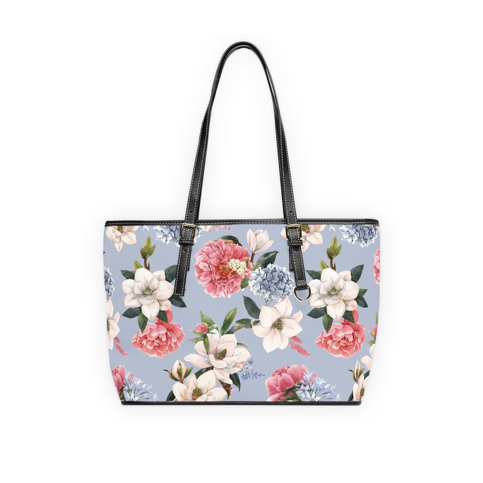 Floral Shoulder Bag, Pink Blue White Flower Handbag, Women's Fashion Purse, Chic