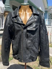 USA Bikers Dream Apparel 100% Pure Heavy Leather Jacket Size 50 Zip in Liner Z