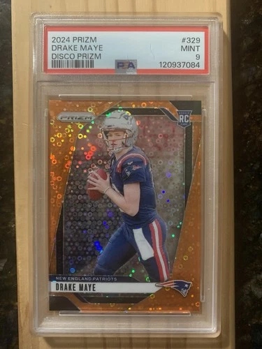 2024 Prizm Drake Maye Orange Disco #329 PSA 9 Patriots RC