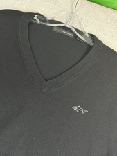GREG NORMAN Sweater size XL Black With Shark Logo - V-neck Golf