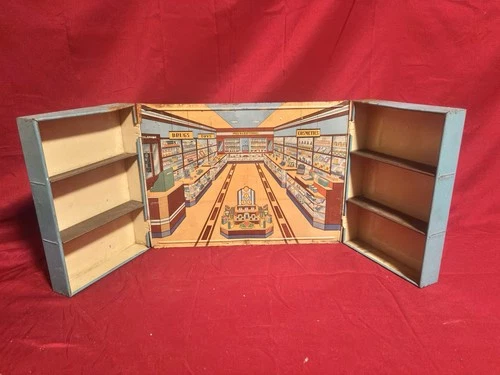 Vtg 1930s-50s Wolverine Tin Litho Pharmacy Drug Store Child's Playset