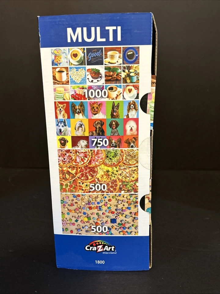 Juego de 4 rompecabezas 1000 piezas café 500 piezas pizza 500 piezas playa 750 piezas perros rosa NUEVO Foto 3 de 4