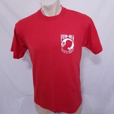 Vintage POW MIA T Shirt 80s Single Stitch Double Sided Army Military Navy Large