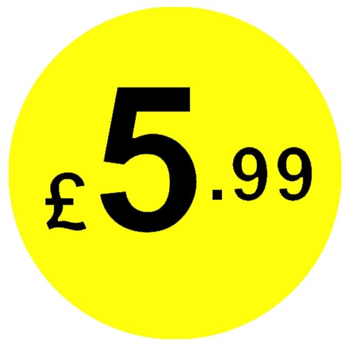 20mm Black & Yellow Price Point Stickers / Sticky Swing Tag Labels £1 £2 £3 £5 - Picture 37 of 49