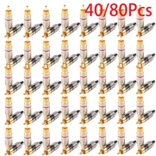 20/40 Pair RCA Male Plug Solder Gold Audio Video Adapter Phono Cable Connector