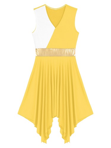 Women Liturgical Praise Dance Costume Sleeveless Color Block Lyrical Workship - Picture 59 of 172