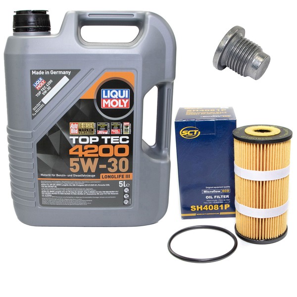 MotoröL Set 5W-30 5 Liter + ÖLfilter Sh 4081 P + Schraube FüR Mercedes Opel 2.3-image
