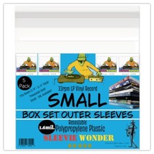 SMALL Box Set Sleeves x5 1.6mil Clear  Seal Up Fits 3/8 - 3/4" Thick - 33rpm