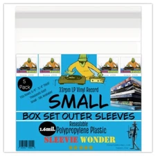 SMALL Box Set Sleeves (x5) 1.6mil Clear + Seal Up Fits 3/8 - 3/4" Thick - 33rpm
