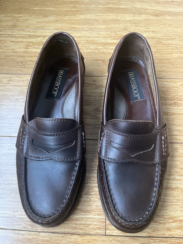 Brass Boot Leather Walking Boat Show Penny Loafers Mens 7 Women 8.5 Unisex $150+
