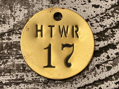 Vintage Number 17 Tag Brass Metal Fob Industrial Keychain Mining Check Mine Chit