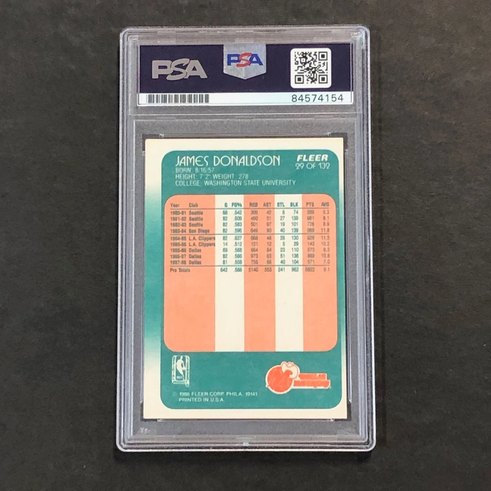 1988-89 Fleer #29 James Donaldson Signed Card AUTO PSA Slabbed Mavericks - Image 2 of 2