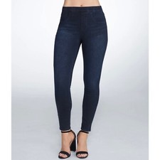 Spanx Dark Blue Wash Soft Stretch Knit Jeanish Ankle Jeggings Size Small