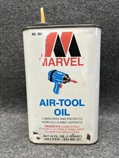 MARVEL AIR TOOL OIL 32oz Can w/Contents No.085 marvel mystery advertising tin