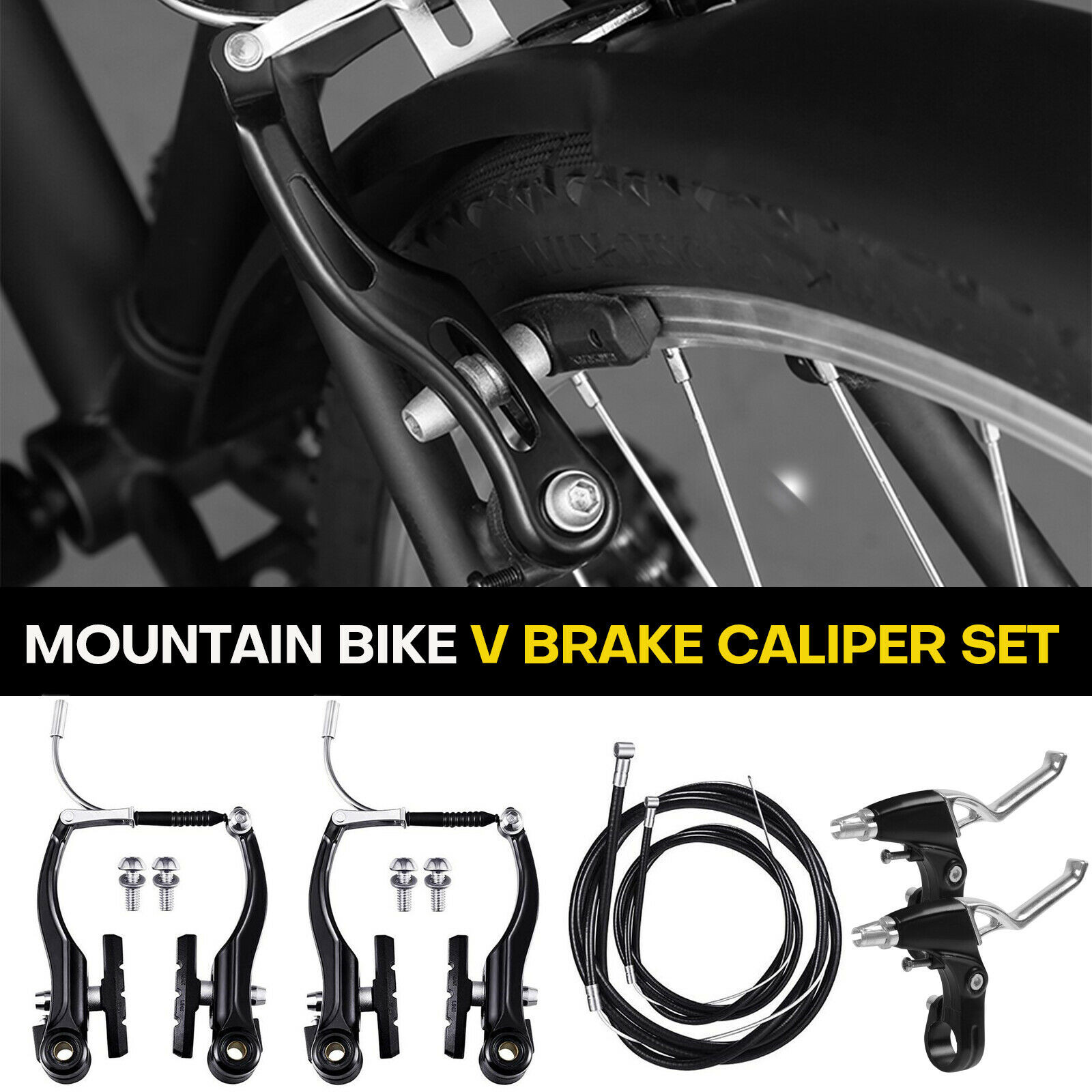 Mountain Bike V Set Freno Anteriore e Posteriore MTB Ibrido Pinze Cavi Kit Leva foto 3