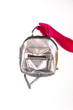 Silvery Blue Metallic Faux Leather Back Pack - Back To School