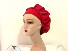 Women's Bouffant Scrub Cap Surgical Hat Medical Caps Solid Red Color