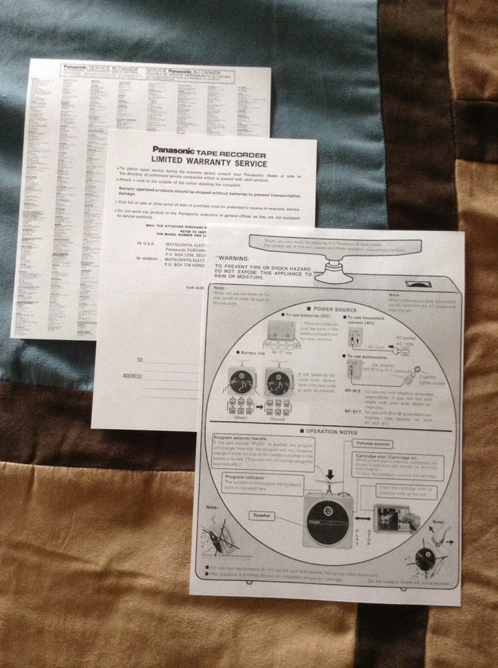 Lecteur 8 Pistons (8-Tracks) Panasonic RQ-830S - Modèle Vintage, Neuf Avec Documentation