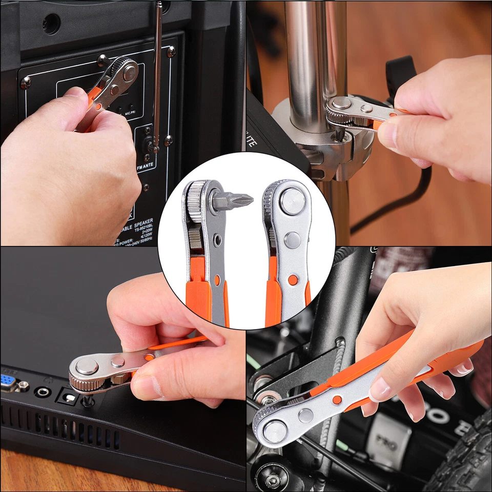 Ratcheting Right Angle Screwdriver Hex Drive 90 Degree Offset + 10Pcs Bits Set - Image 4 of 4