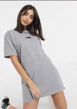 ASOS Vans T Shirt Dress Womens Small Gray Short Sleeve Mini Skater Center Logo
