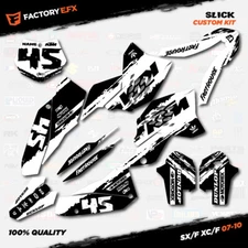 Black & White Slick Racing Graphics Kit fits KTM 07-10 SX Sxf XC 125 250 300 450