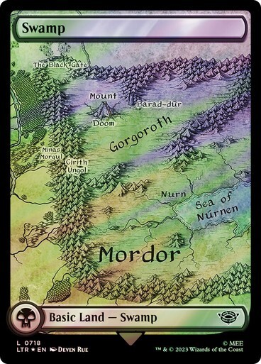 Swamp (#718) (Full Art) - NM SURGE FOIL - Lord of the Rings LTR MTG