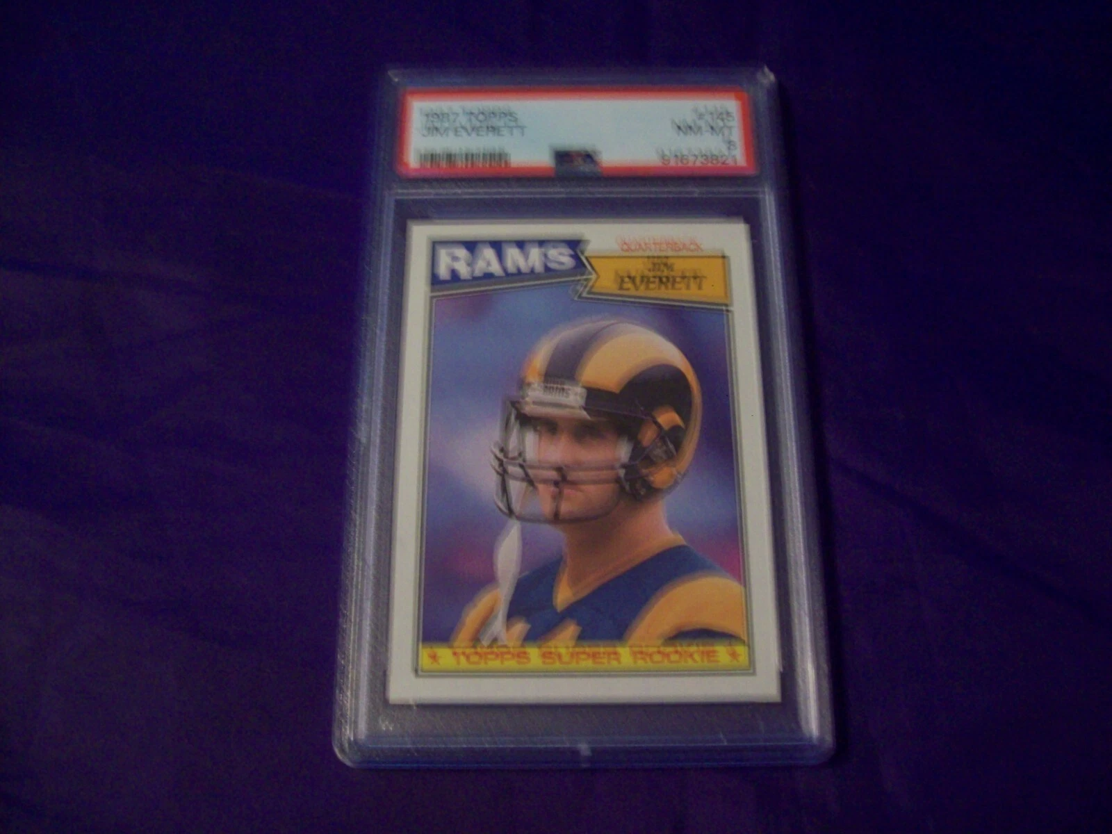 1987 TOPPS FOOTBALL #145 JIM EVERETT ROOKIE CARD PSA 8