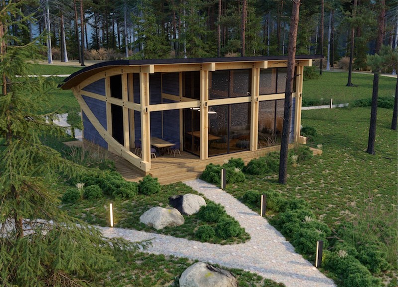 880 sq.ft TIMBER FRAME KIT #TF-82 ONE BEDROOM WOOD PREFAB DIY BUILDING HOUSE  - thumbnail 9