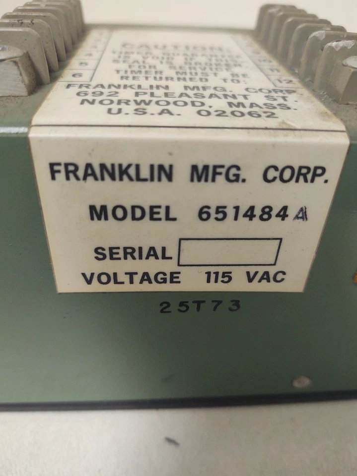 🔥 Franklin MFG Corp Timer Module Model 651484 115V - Image 2 of 2