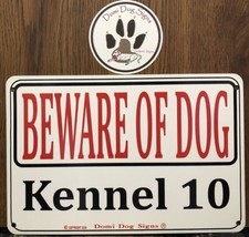 Metal Warning Kennel 10 Dog Sign For FENCE,Beware Of Dog 8"x12" Guard Dogs